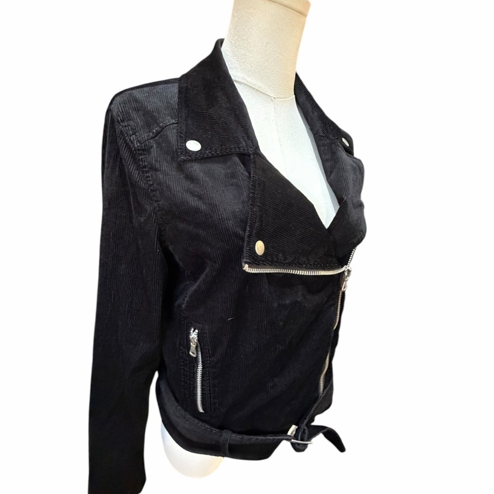 Paige Women's Shanna Black Corduroy Velvet Moto Jacket Size XS - Picture 4 of 14